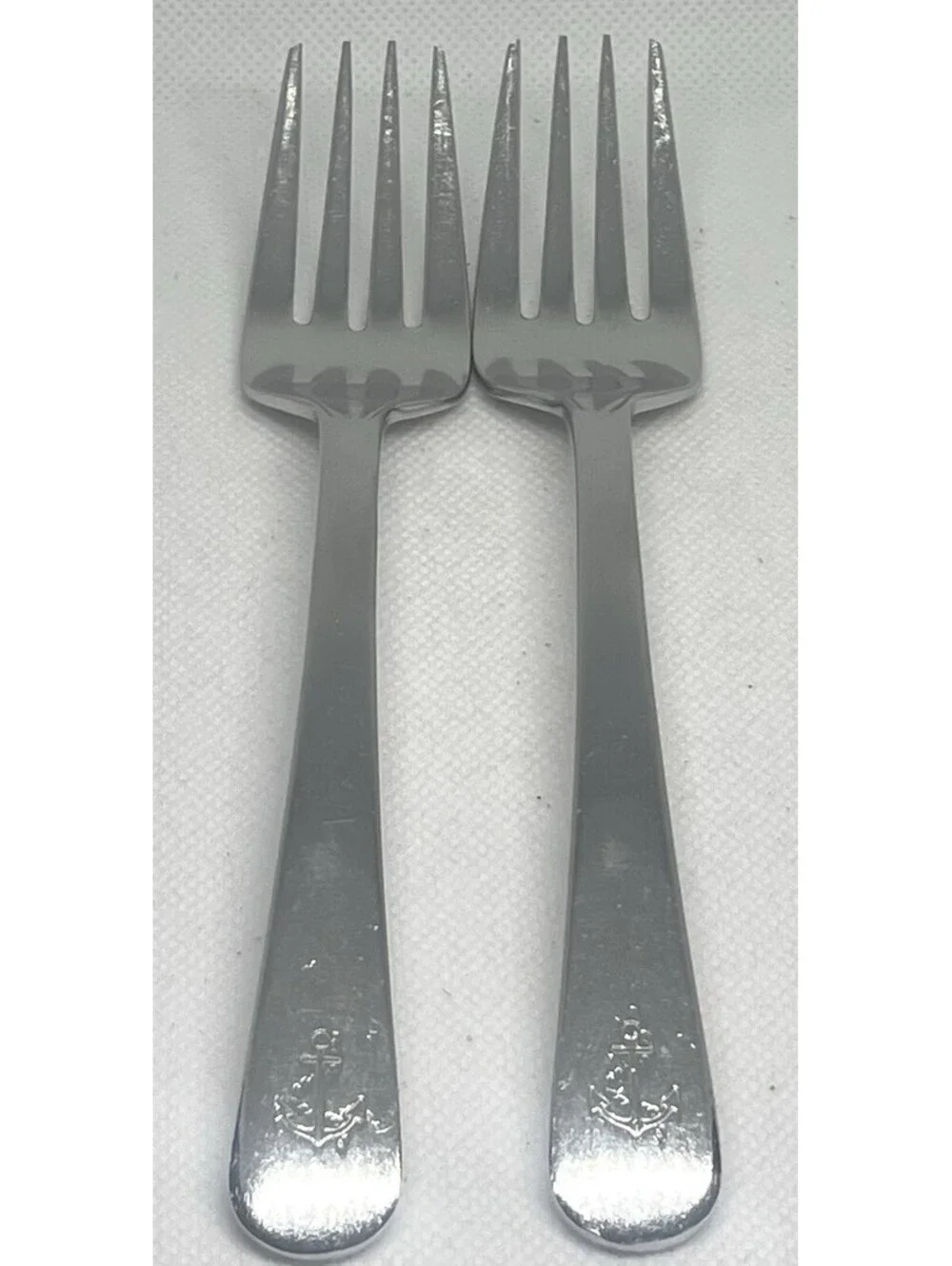 (2) Ralph Lauren 1998 BOATHOUSE Stainless Anchor Salad Fork Lot ~ 6.75”